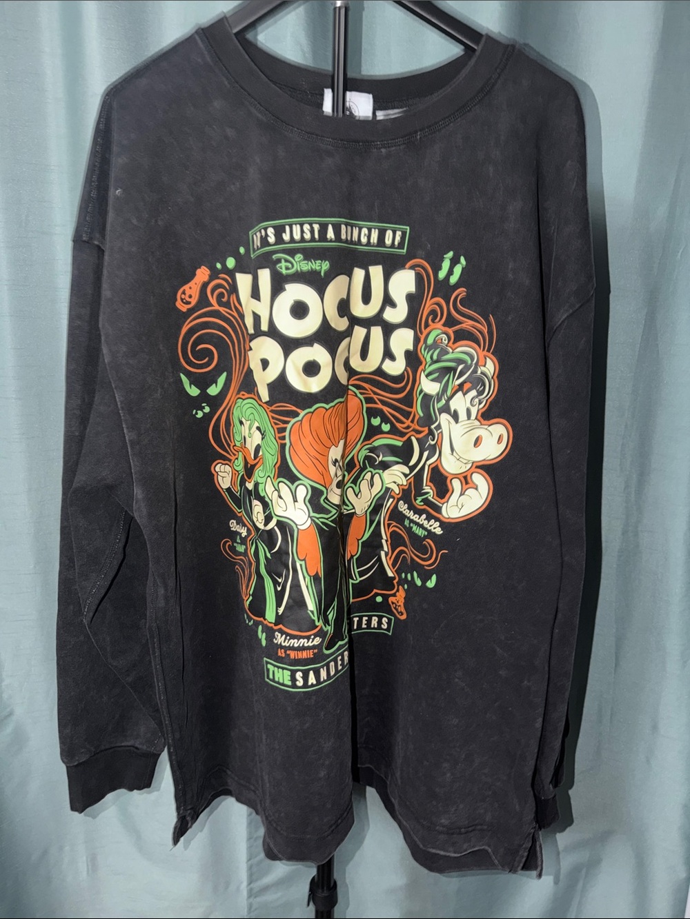 Disney Black Hocus Pocus Graphic Crewneck Sweatshirt with Orange & Green Print